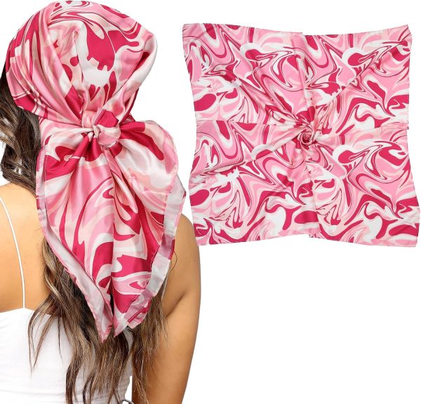 35” Silk Scarf for Women Large Head Scarf Square Hair Scarf Satin Hair Bandana Printed Silk Sleeping Head Wrap