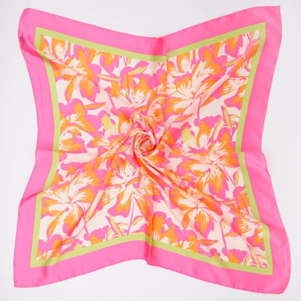 Square Satin Head Scarf for Women Silk Feeling Scarf Hair Bandana Neck Scarf Hair Wraps Valentines Day Gifts 27.5 × 27.5 inches(Pink Flowers Pattern) - Image 4