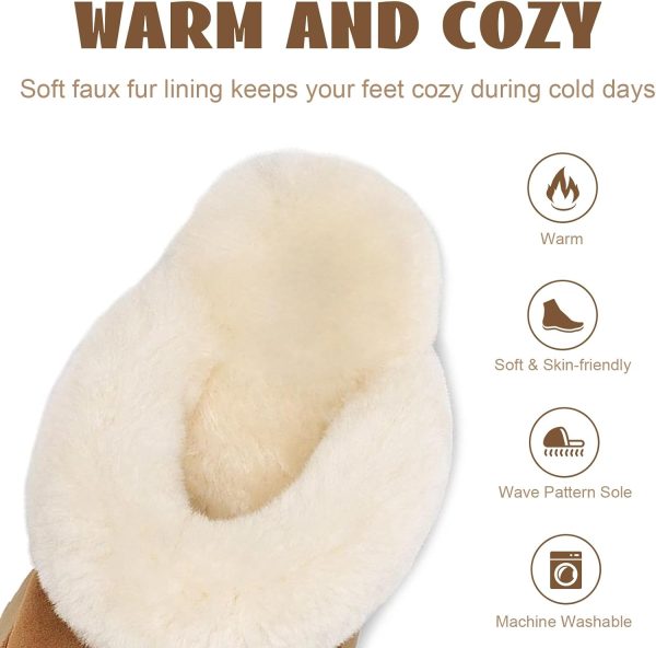 Fuzzy Platform Slippers for Women - Women's Casual Winter House Slippers - Brown, Faux Fur & Shearling Blend - Women's Size - Image 3